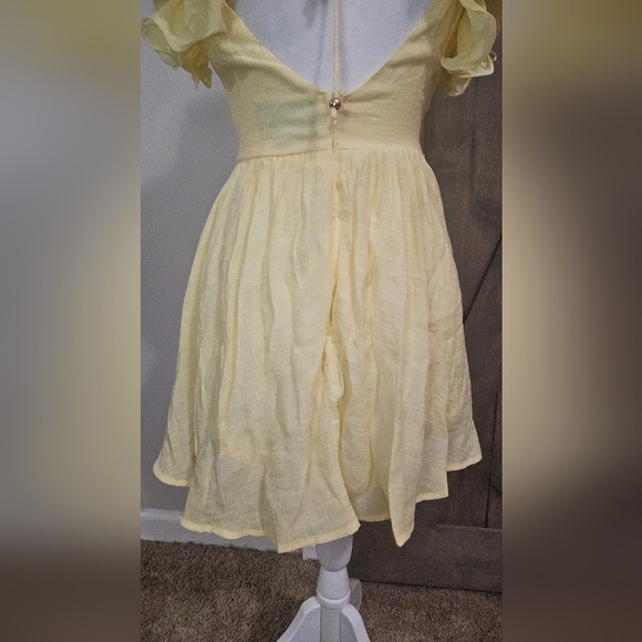 ANGEL BIBA Sunday Dreams Ruffle Strap Mini Dress Butter Yellow. Size XS NWT - Picture 7 of 16
